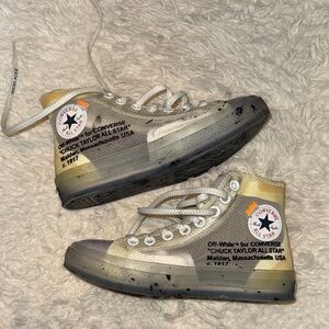 Off-White x Converse High-Top Sneakers in Beige, Gray and Black